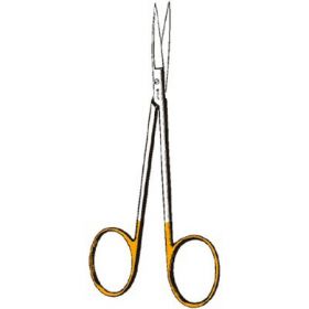 Iris Scissors Sklar Edge 4-1/2 Inch Length OR Grade Stainless Steel / Tungsten Carbide NonSterile Finger Ring Handle Curved Sharp Tip / Sharp Tip