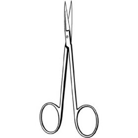 Iris Scissors Econo 3-1/2 Inch Length Floor Grade Stainless Steel Finger Ring Handle Straight Sharp Tip / Sharp Tip