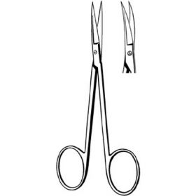 Iris Scissors Econo 4-1/2 Inch Length Floor Grade Stainless Steel Finger Ring Handle Curved Sharp Tip / Sharp Tip