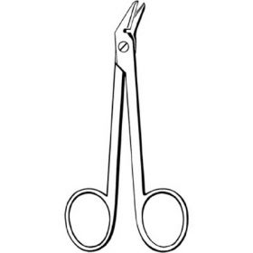 Wire Cutting Scissors Econo 4-1/2 Inch Length Floor Grade Stainless Steel Finger Ring Handle Angled Blunt Tip / Blunt Tip