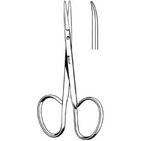 Utility Scissors Sklar 4 Inch Length OR Grade Stainless Steel NonSterile Ribbon Style Finger Ring Handle Curved Blunt Tip / Blunt Tip