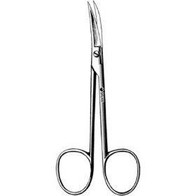 Plastic Surgery Scissors Sklar 4-1/2 Inch Length OR Grade Stainless Steel Finger Ring Handle Curved Sharp Tip / Sharp Tip
