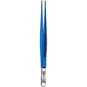 Dressing Forceps Sklar Blue Electrosurgical Potts-Smith 7 Inch Length OR Grade Coated Stainless Steel NonSterile NonLocking Thumb Handle Straight Serrated Tip