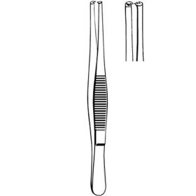Tissue Forceps Merit 5-1/2 Inch Length Mid Grade Stainless Steel NonSterile NonLocking Thumb Handle Straight Serrated Tip with 2 X 3 Teeth