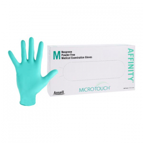 Gloves neoprene micro-touch affinity latex-free pf medium ns green 100/bx, 10 bx/ca, 3772bx