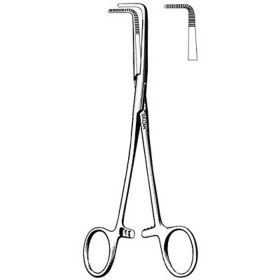 Right Angle Forceps Mixter 7-1/4 Inch Length Surgical Grade Stainless Steel NonSterile Ratchet Lock Finger Ring Handle Straight Serrated Tip