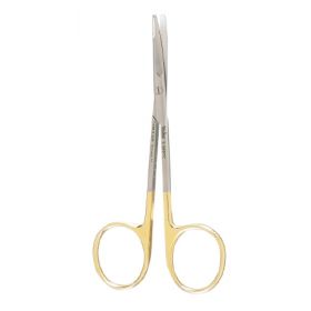 Dissecting Scissors Miltex Carb-N-Sert Kaye 4-1/4 Inch Length OR Grade German Stainless Steel / Tungsten Carbide NonSterile Finger Ring Handle Curved Blade Blunt Tip / Blunt Tip