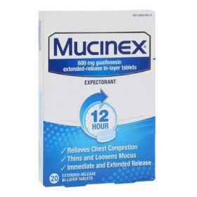 Mucinex 600mg extended release 20/bx