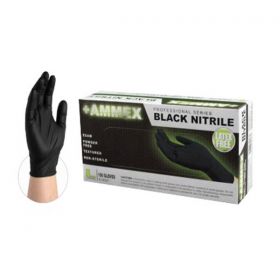 Gloves exam ammex powder-free nitrile latex-free large black 100/bx, 10 bx/ca