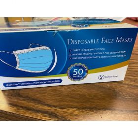 3-Ply Single Use Procedural Disposable Face Masks-50/Box