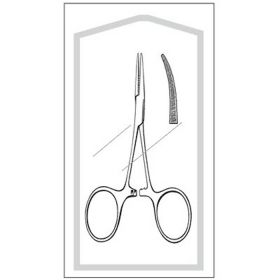 Mosquito Forceps Econo Hartmann 3-1/2 Inch Length Floor Grade Pakistan Stainless Steel Sterile Ratchet Lock Finger Ring Handle Curved Serrated Tip