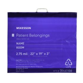 Patient Belongings Bag McKesson 3 X 19 X 22 Inch Polyethylene Snap Closure Blue