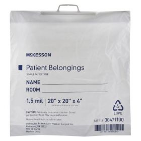 Patient Belongings Bag McKesson 4 X 20 X 20 Inch Polyethylene Snap Closure White