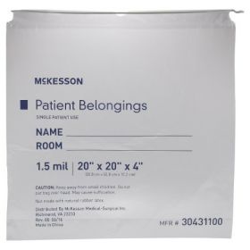 Patient Belongings Bag McKesson 4 X 20 X 20 Inch Polyethylene Drawstring Closure Clear