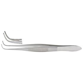 Eye Dressing Forceps Miltex Takahashi 4 Inch Length OR Grade German Stainless Steel NonSterile NonLocking Thumb Handle Full Curved Serrated Tips