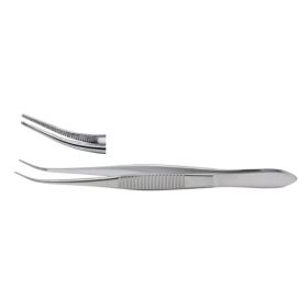 Eye Dressing Forceps Miltex 4 Inch Length OR Grade German Stainless Steel NonSterile NonLocking Thumb Handle Half Curved Serrated Tips nimmed