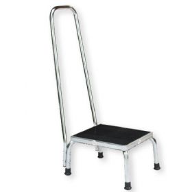Step Stool with Handrail 1-Step Chrome Plated Steel 9 Inch Step Height 478247