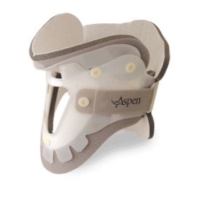 Rigid Cervical Collar with Replacement Pads Aspen Preformed Adult Short Two-Piece / Trachea Opening 13 to 21 Inch Neck Circumference