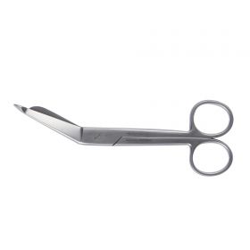 Bandage Scissors McKesson Argent  Lister 5-1/2 Inch Length Surgical Grade Stainless Steel NonSterile Finger Ring Handle Angled Blunt Tip / Blunt Tip