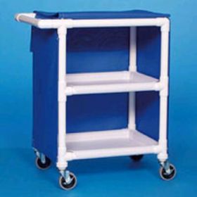 Linen Cart 4 Inch Casters, Two Locking 75 lbs. per Shelf Weight Capacity PVC Pipe 2 Removable Shelves with 14-1/2 Inch Spacing 26 X 20 Inch