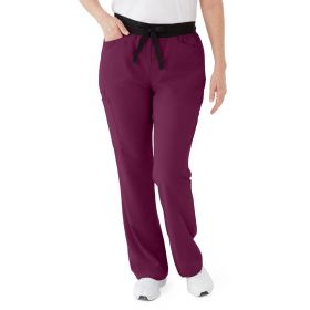 Coastal AVE Women's Modern Bootcut Scrub Pants with Cargo Pockets, Wine, Size XL