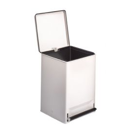 Trash Can Brewer 32 Quart Square White Steel Step On