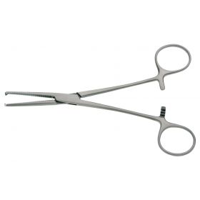 Hemostatic Forceps BR Surgical Rochester-Ochsner 6-1/4 Inch Length Surgical Grade Stainless Steel NonSterile Ratchet Lock Finger Ring Handle Straight Serrated Tips with 1 X 2 Teeth