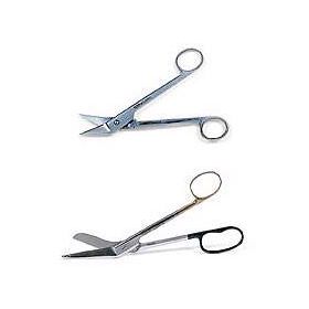 Bandage Scissors Clean Cut 6 Inch Length Surgical Grade Stainless Steel / Tungsten Carbide NonSterile Finger Ring Handle Angled Blunt Tip / Blunt Tip