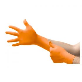 Gloves exam blaze powder-free nitrile latex-free 10.5 in medium orange 100/bx, 10 bx/ca
