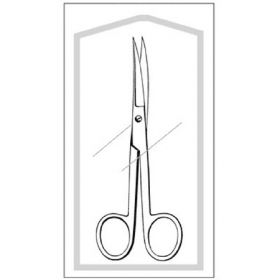 Operating Scissors Econo 5-1/2 Inch Length Floor Grade Stainless Steel Sterile Finger Ring Handle Curved Sharp Tip / Sharp Tip