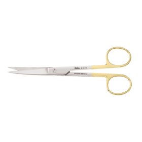 Operating Scissors Miltex Carb-N-Sert 5-1/2 Inch Length Surgical Grade Stainless Steel / Tungsten Carbide NonSterile Finger Ring Handle Curved Blade Sharp Tip / Sharp Tip