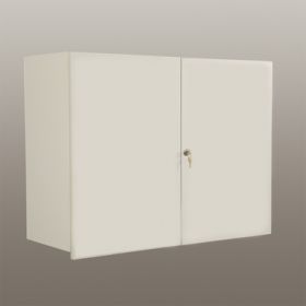 Wall Cabinet with Locking Overhang Doors, 36 Inch - Mahogany