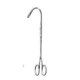 Kidney Stone Forceps Miltex Randall 7-1/2 Inch Length OR Grade German Stainless Steel NonSterile NonLocking Finger Ring Handle Curved Full Curved Serrated Tip