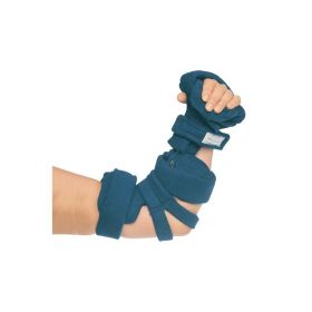 Adult Spring-Loaded Goniometer Elbow and Full Hand Orthosis, Terrycloth, Navy