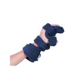 Adult Spring-Loaded Goniometer Opposition Hand/Thumb Orthosis, Terrycloth Cover, Navy, Left