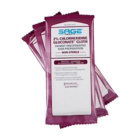Skin Prep Wipe Sage 2 per Pack Soft Pack 2% Strength CHG (Chlorhexidine Gluconate) NonSterile