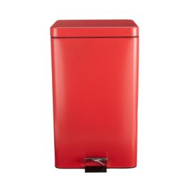 Trash Can with Plastic Liner McKesson 32 Quart Square Red Steel Step On