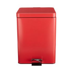 Trash Can with Plastic Liner McKesson 20 Quart Square Red Steel Step On