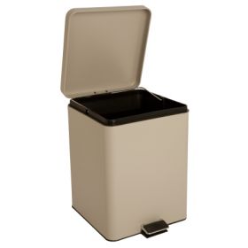 Trash Can with Plastic Liner McKesson 20 Quart Square Beige Steel Step On