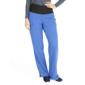 Ocean Ave Women's Stretch Wide Waistband Scrub Pants with Cargo Pocket, Ceil Blue, Petite Inseam, Size 2XL
