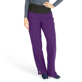 Ocean Ave Women's Stretch Wide Waistband Scrub Pants with Cargo Pocket, Regal Purple, Regular Inseam, Size M