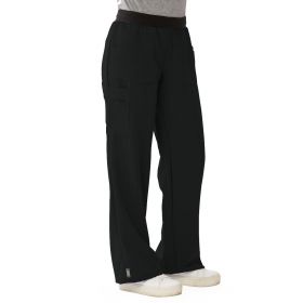 Pacific Ave Women's Stretch Wide Waistband Scrub Pants with Cargo Pocket, Black, Tall Inseam, Size XL