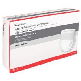 Cardinal Health, Men's Protective Underwear, Sure Care Super, Small/Medium, 32" - 44"