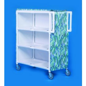 Linen Cart Standard Line 4 Casters, Twin Wheel, 3 Inch PVC 3 Removable Shelves, 15 Inch Spacing 50 X 24 Inch