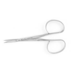 Iris Scissors MeisterHand 4 Inch Length Surgical Grade Stainless Steel NonSterile Ribbon Style Finger Ring Handle Straight Sharp Tip / Sharp Tip