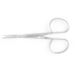 Iris Scissors MeisterHand 4 Inch Length Surgical Grade Stainless Steel NonSterile Ribbon Style Finger Ring Handle Curved Sharp Tip / Sharp Tip