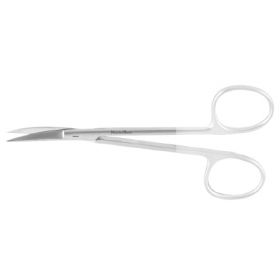 Iris Scissors MeisterHand 4-1/2 Inch Length Surgical Grade Stainless Steel / Tungsten Carbide NonSterile Finger Ring Handle Curved Sharp Tip / Sharp Tip
