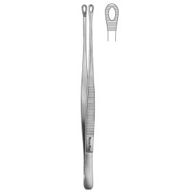Tissue Forceps MeisterHand Singley 9 Inch Length Surgical Grade German Stainless Steel NonSterile NonLocking Thumb Handle Straight Serrated Fenestrated Oval Jaws