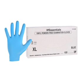 Gloves Exam Essentials Powder-Free Vinyl X-Large Blue 100/Bx, 10 BX/CA, 5702228CA