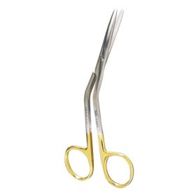 Dorsal Scissors Miltex Fomon 5-1/2 Inch Length OR Grade German Stainless Steel / Tungsten Carbide NonSterile Finger Ring Handle Angled Blade Blunt Tip / Blunt Tip